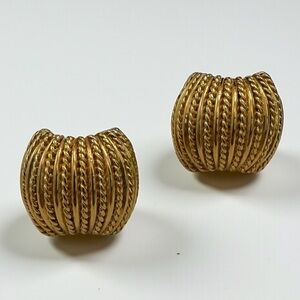Vintage ‘80s Chunky Braided Luxury Gold Tone Clip On Estate Earrings